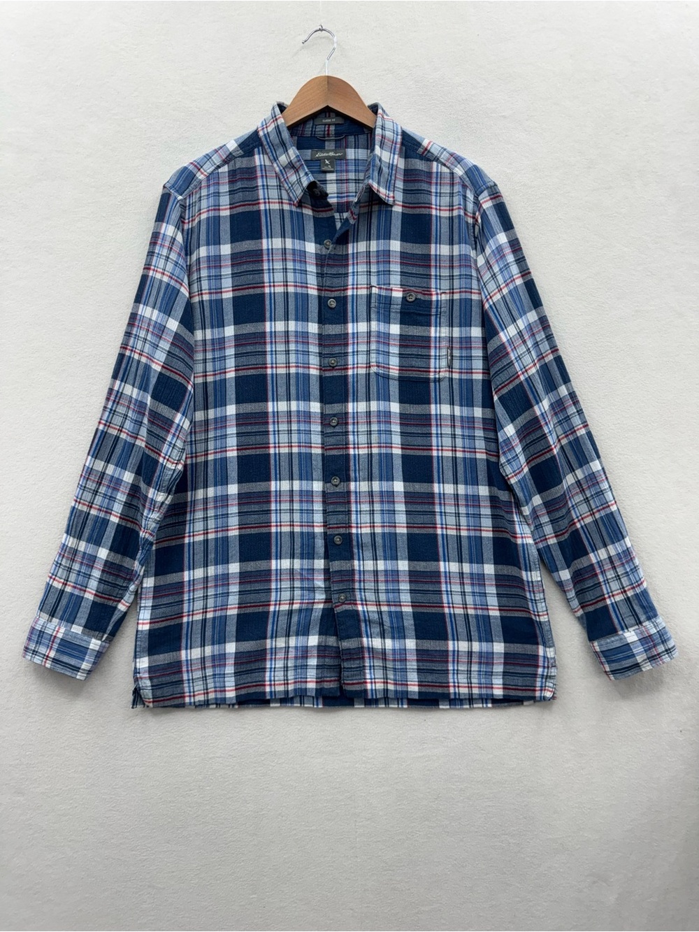 Eddie Bauer Men’s Large Tall Blue Plaid Button Down Long Sleeve Shirt
